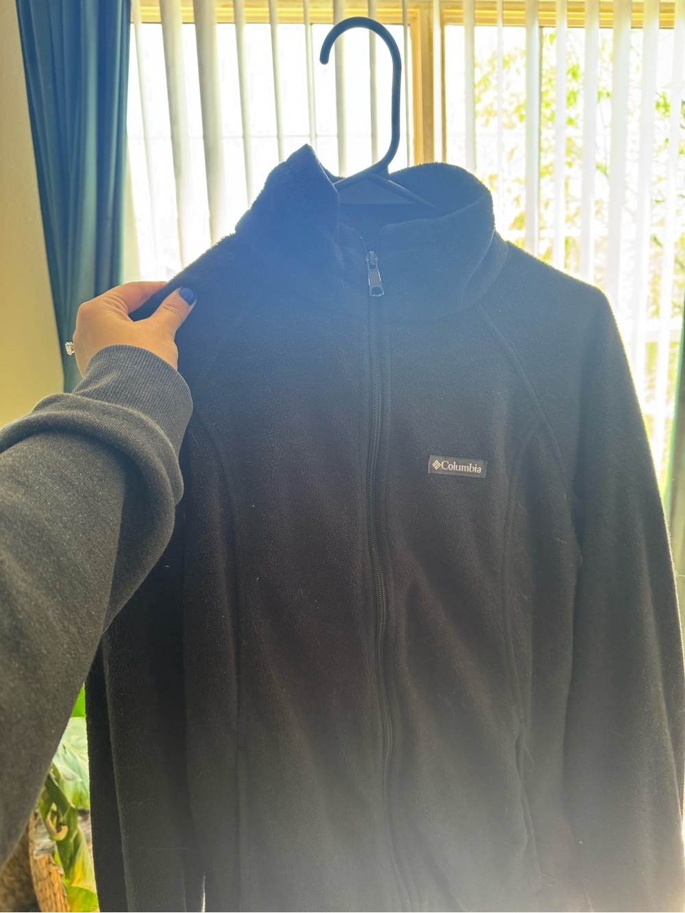 Columbia Black Full-Zip Fleece Jacket with Stand Collar